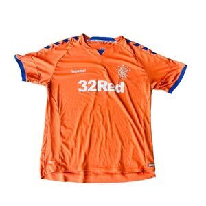 Hummel Glasgow Rangers 2018-19 Futbol Soccer Jersey Orange / White Men's 4XL